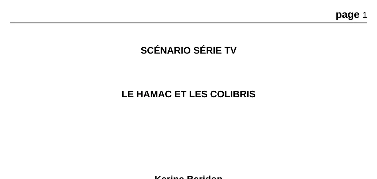 La prima pagina della sceneggiatura della serie