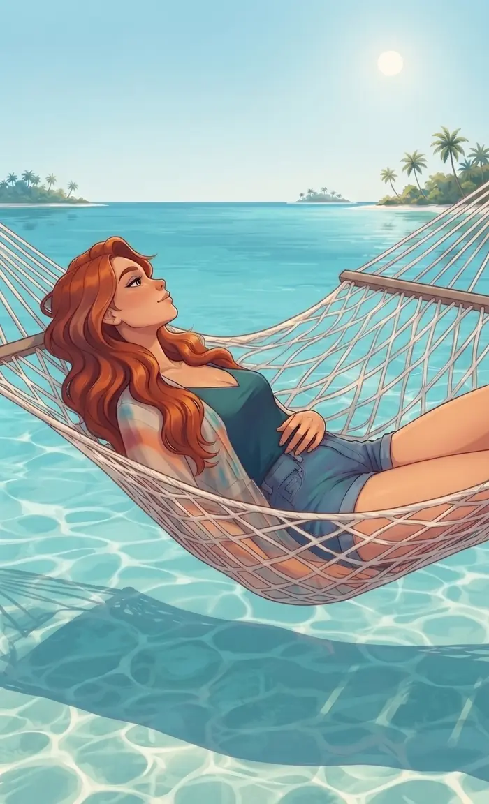 Coraline sola nell’amaca sopra l’acqua
