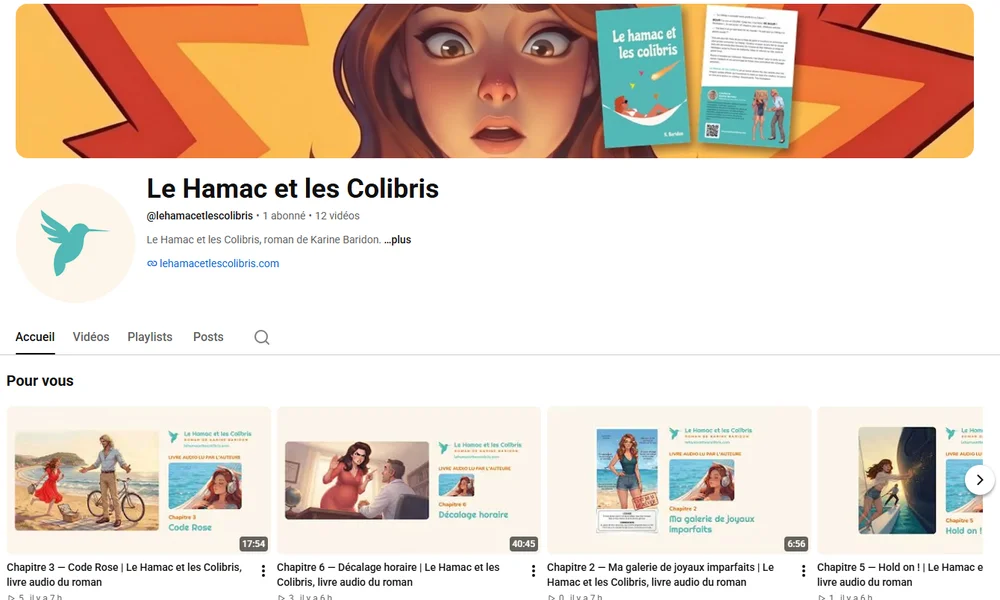 Vista previa del canal de YouTube de la novela La hamaca y los colibríes