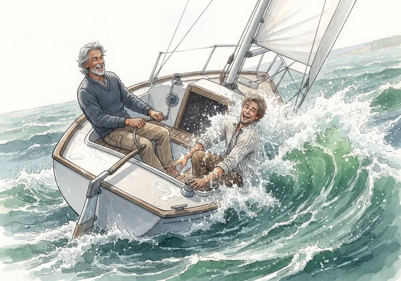 Monsieur Skip et le Viking enfant sous la vague